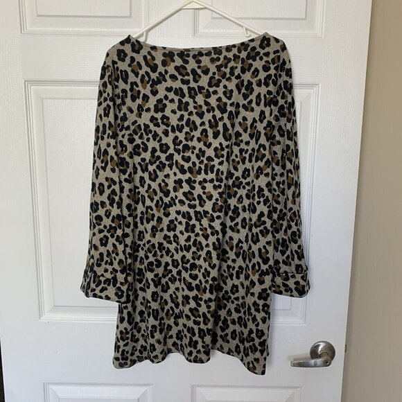 Kim Rogers Women’s XL Animal Print Brown Black Tunic Sweater Cuffed Sleeves NWT - Picture 7 of 8